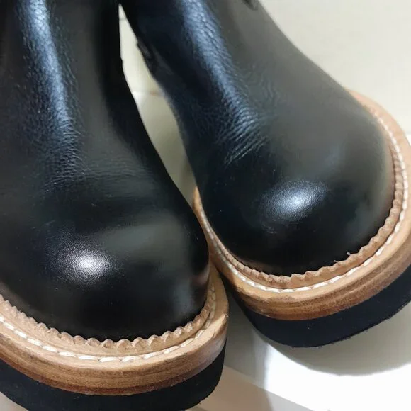 Paloma Barceló Black Leather Platform Ankle Boots - Picture 4 of 10